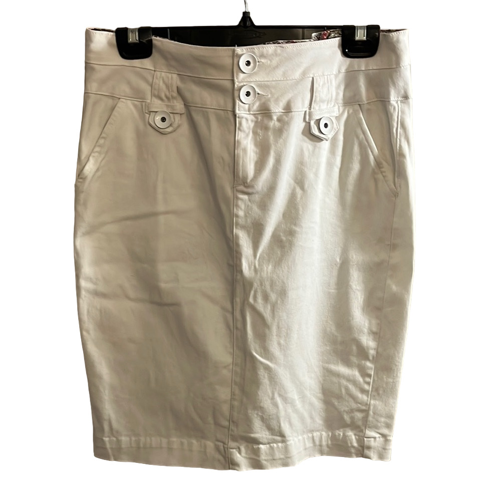 Bright White Cargo Pencil Skirt Knee-Length for Work